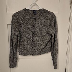 GAP Women's Grey Black White Cropped Cardigan